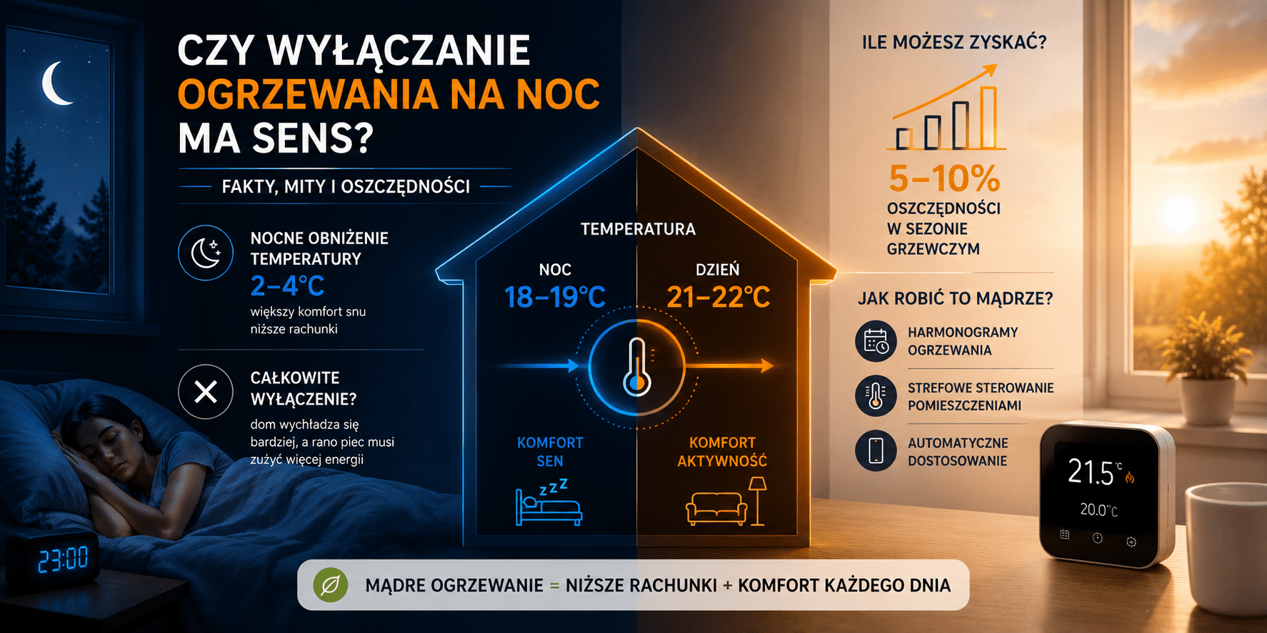 Czy wyłączanie ogrzewania na noc ma sens? Fakty i mity o nocnym obniżaniu temperatury